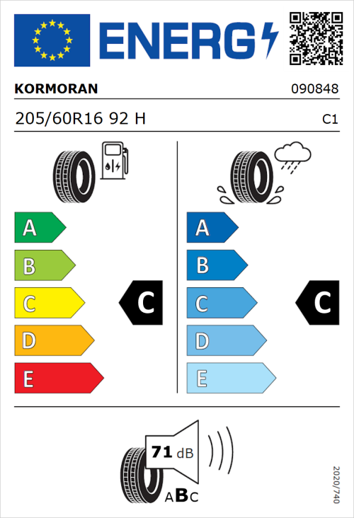 Tyre Label for Kormoran Road Performance 205/60R16 92H