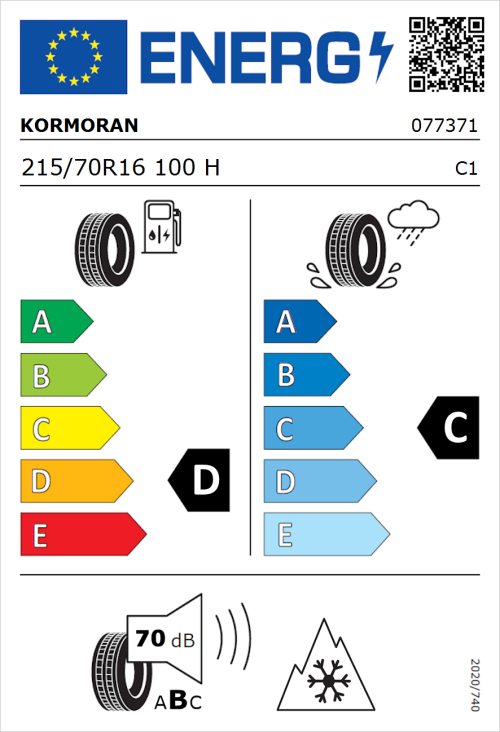 Tyre Label for Kormoran SUV Snow 215/70R16 100H