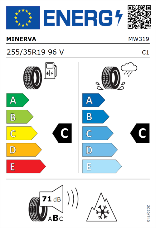 Tyre Label for Minerva S210 255/35R19 96V