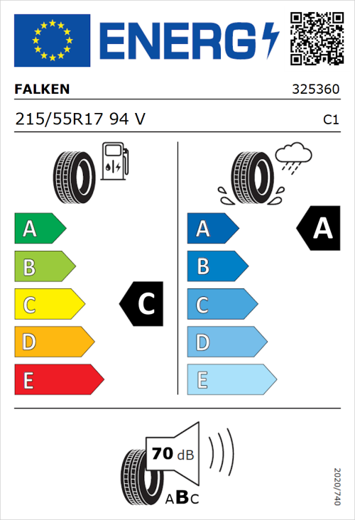 Tyre Label for Falken Ziex ZE914 Ecorun 215/55R17 94V